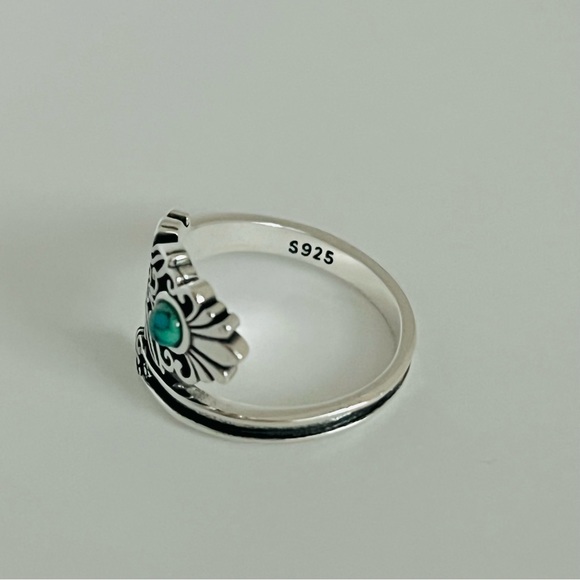 Sterling silver turquoise ring, wrap around ring, wrap around turquoise ring - Picture 11 of 15